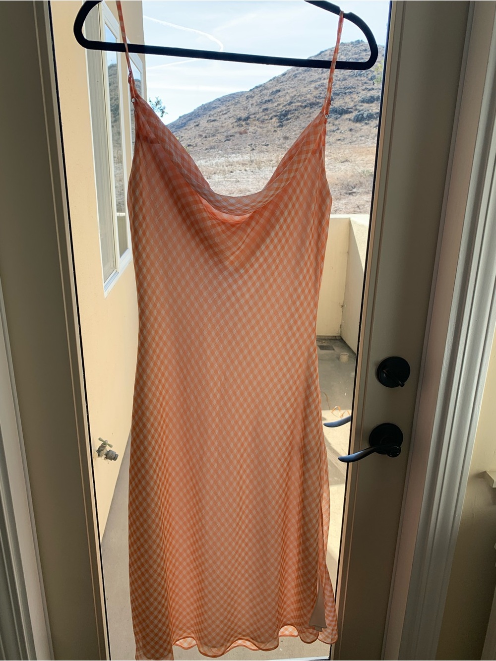 Women's LPA Gingham Slip Dress - Orange